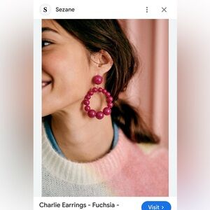 Sézane Charlie purple  Beaded Hoop Earrings